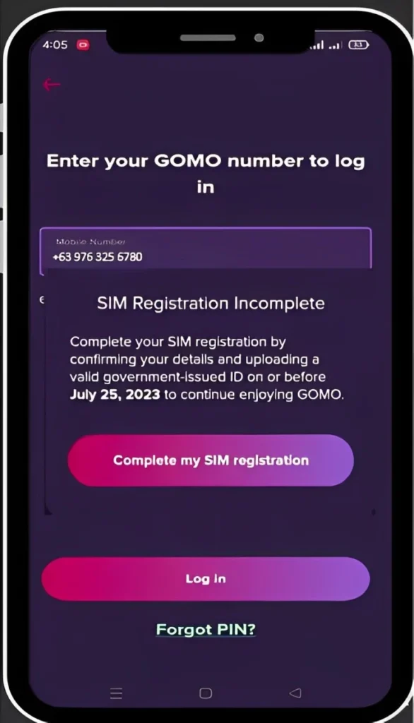 Access my sim registration 